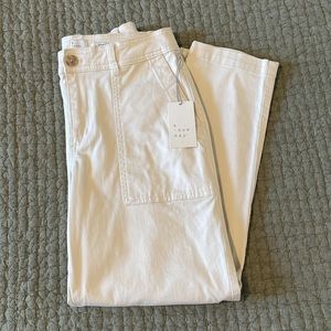 NWT Women's High-Rise Utility Ankle Pants - A New Day Cream Size 6